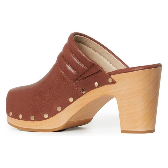 PAIGE Robbie Studded Clog in Whisky Brown Leather - Picture 3 of 9